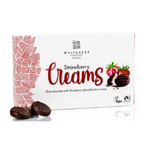 Bombones de Chocolate Negro Crema Frutilla Whitakers x15u