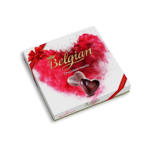 Corazones de Chocolate Belgian Chocolate Hearts Caja x 20 piezas