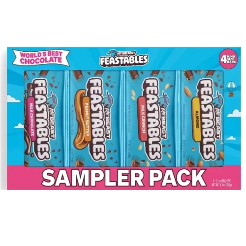 Mr Beast Feastable Sampler Pack x4 Chocolates 2.1oz