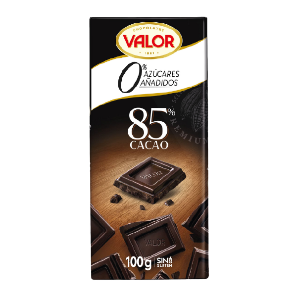 Tableta de Chocolate VALOR Negro 85 sin Azúcares añadidos