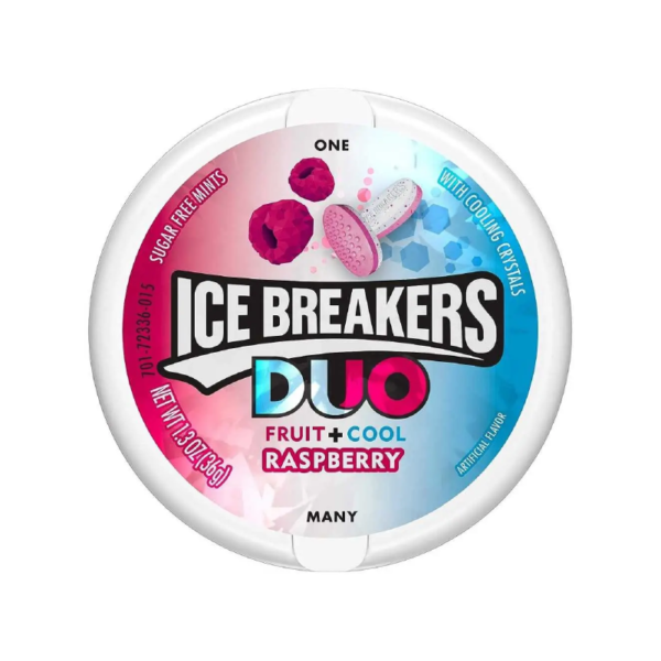 Caramelos Ácidos sin Azúcar DUO Frambuesa Ice Breakers