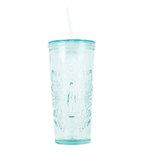 Vaso de vidrio reciclado Coca-Cola Blast Icons con pajita 500 ML.