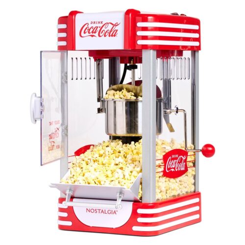 Máquina pochoclera con núcleo de pochoclo gourmet y kit para pochoclos color rojo - Coca Cola