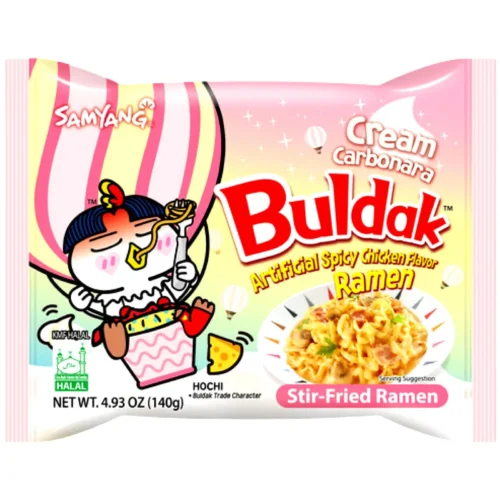 Buldak Ramen con crema carbonara y sabor a pollo picante 140 g