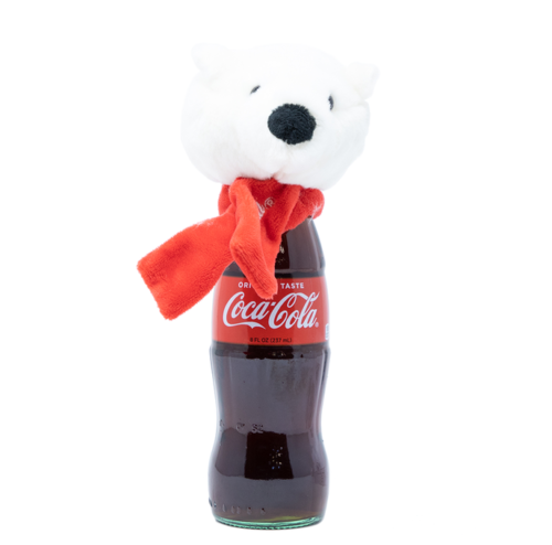 Adorno de peluche para botella de Coca-Cola en forma de oso polar