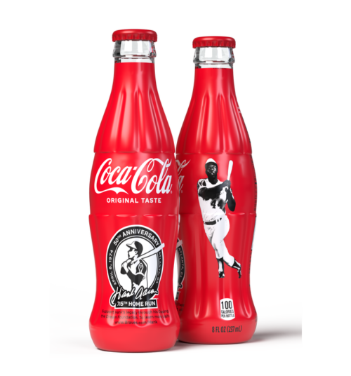 Botella de Coca-Cola con envoltorio completo y aniversario de Hank Aaron - Imagen 2