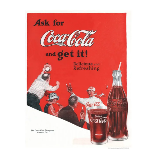 Póster con impresión artística de béisbol de Coca-Cola