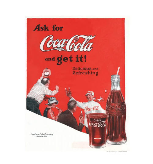 Póster con impresión artística de béisbol de Coca-Cola