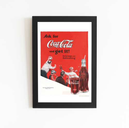 Póster con impresión artística de béisbol de Coca-Cola 12 x 18 con marco - Imagen 2