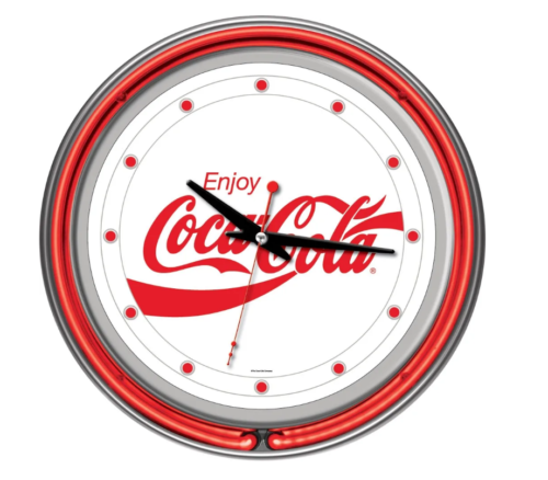 Reloj de neón blanco de Coca-Cola