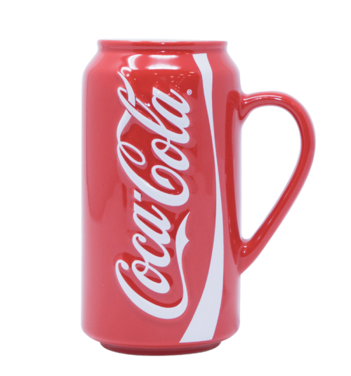 Taza esculpida con forma de lata de Coca-Cola