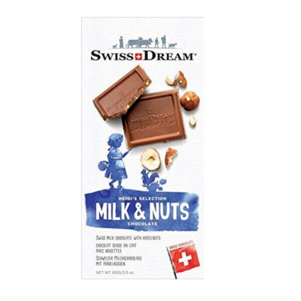 CHOCOLATE SWISS DREAM BARRA MILK NUTS CHOCOLATE 100G