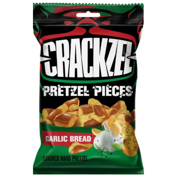 Crackzel Pan de Ajo son pretzels saborizados, horneados y crujientes.