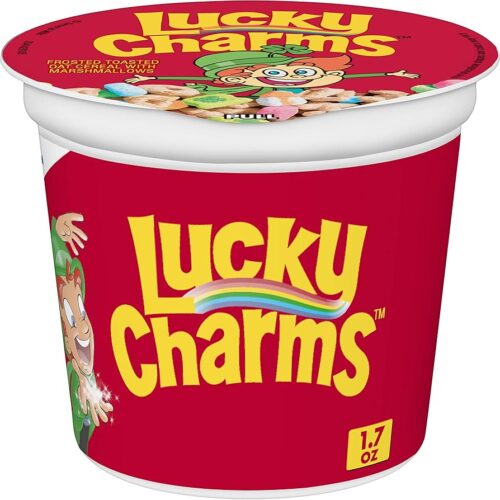 Lucky Charms Cereal sin gluten con malvaviscos, taza de cereales