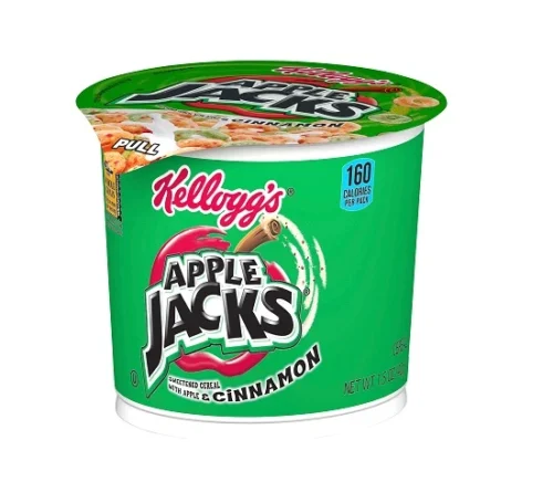 Tazas de cereales Apple Jacks desayuno frío