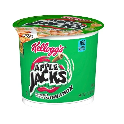 Tazas de cereales Apple Jacks desayuno frío